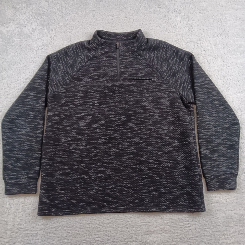 Marc Anthony Pullover Quarter-Zip Men XL Black Space Dye Quilted Slim Fit